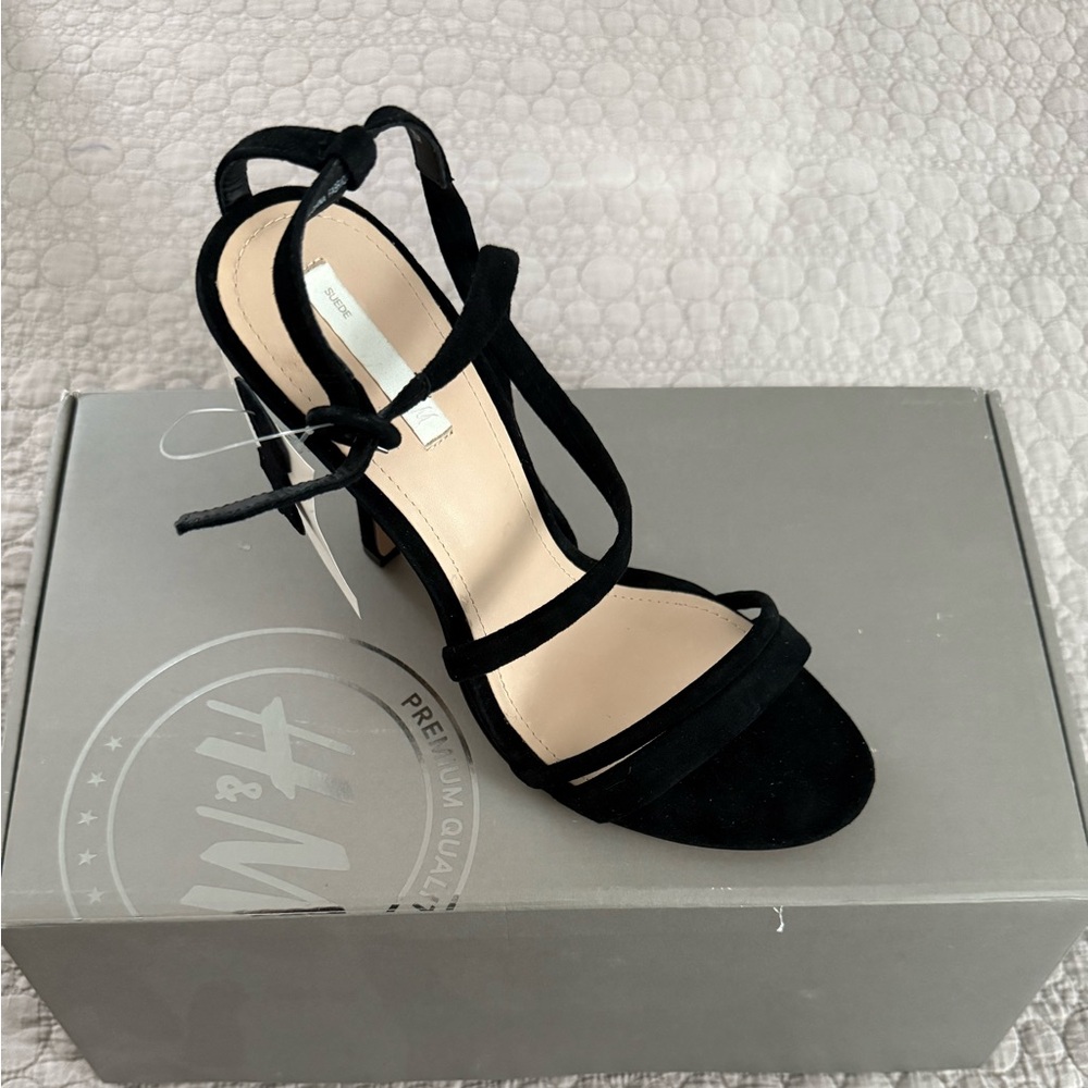 H&M Premium Black Suede Sandals 8.5